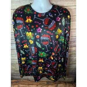 Wine Lover Christmas Sweatshirt with Snowflakes Gingerbread Man – Size XXL